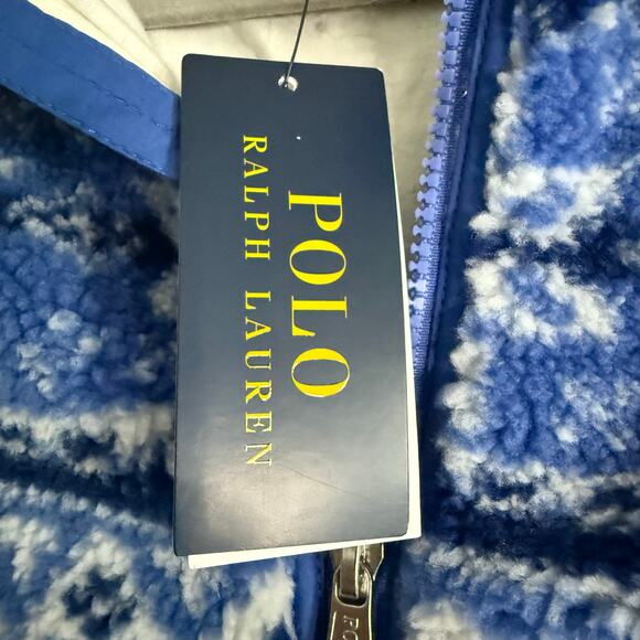 Polo Ralph Lauren Girls Fair Isle Blue White Fleece Jacket- Size 8-10 - Picture 4 of 11